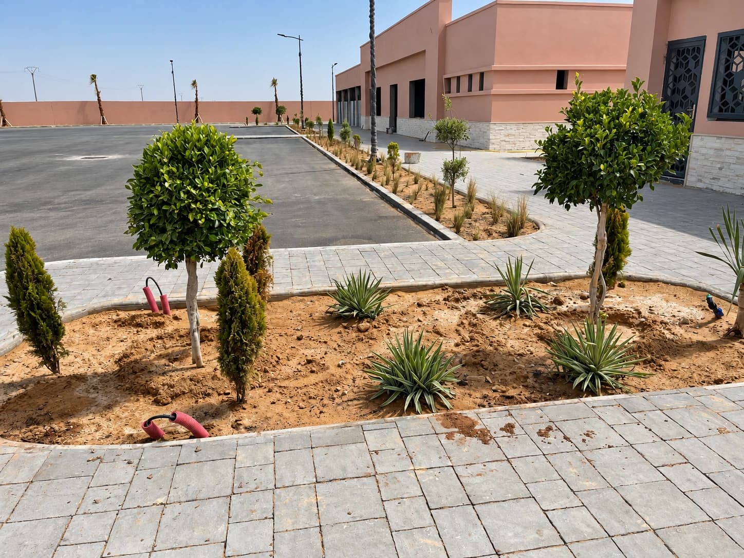 Les plantations et les cheminements extérieurs.