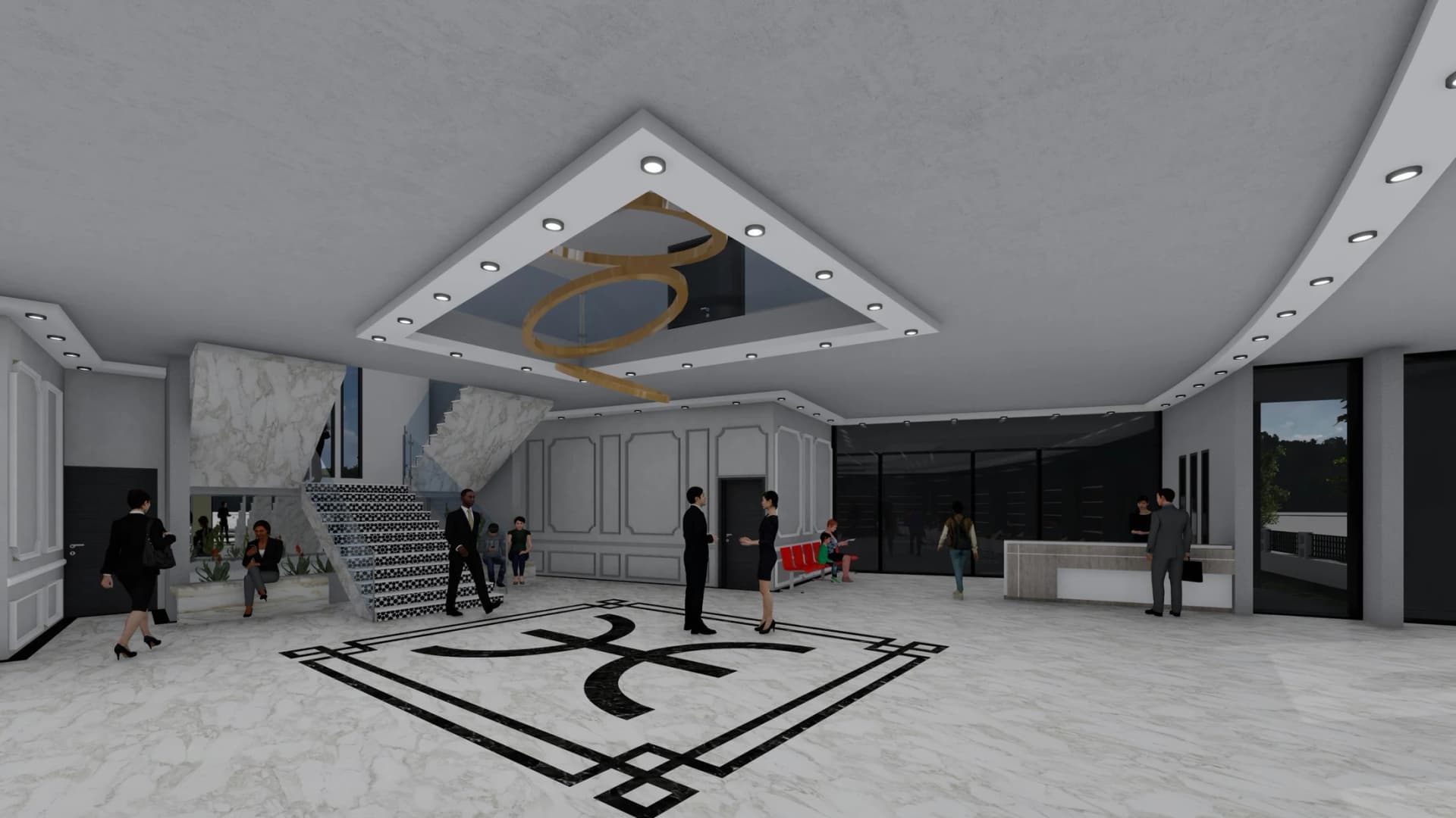 Le hall et les espaces d’exposition.